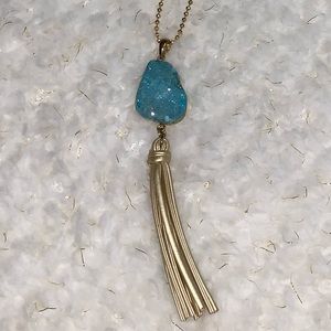 Blue quartz  with gold necklace